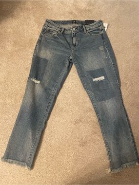 NWT GAP Girlfriend Women's Jeans Size 27 Distressed Frayed Hem